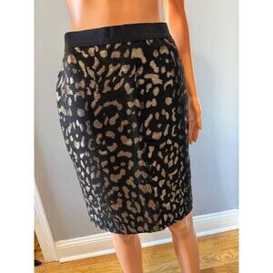 Ann Taylor Petite Skirt 4P NWT Black Gold Metallic Animal Print Pencil Skirt